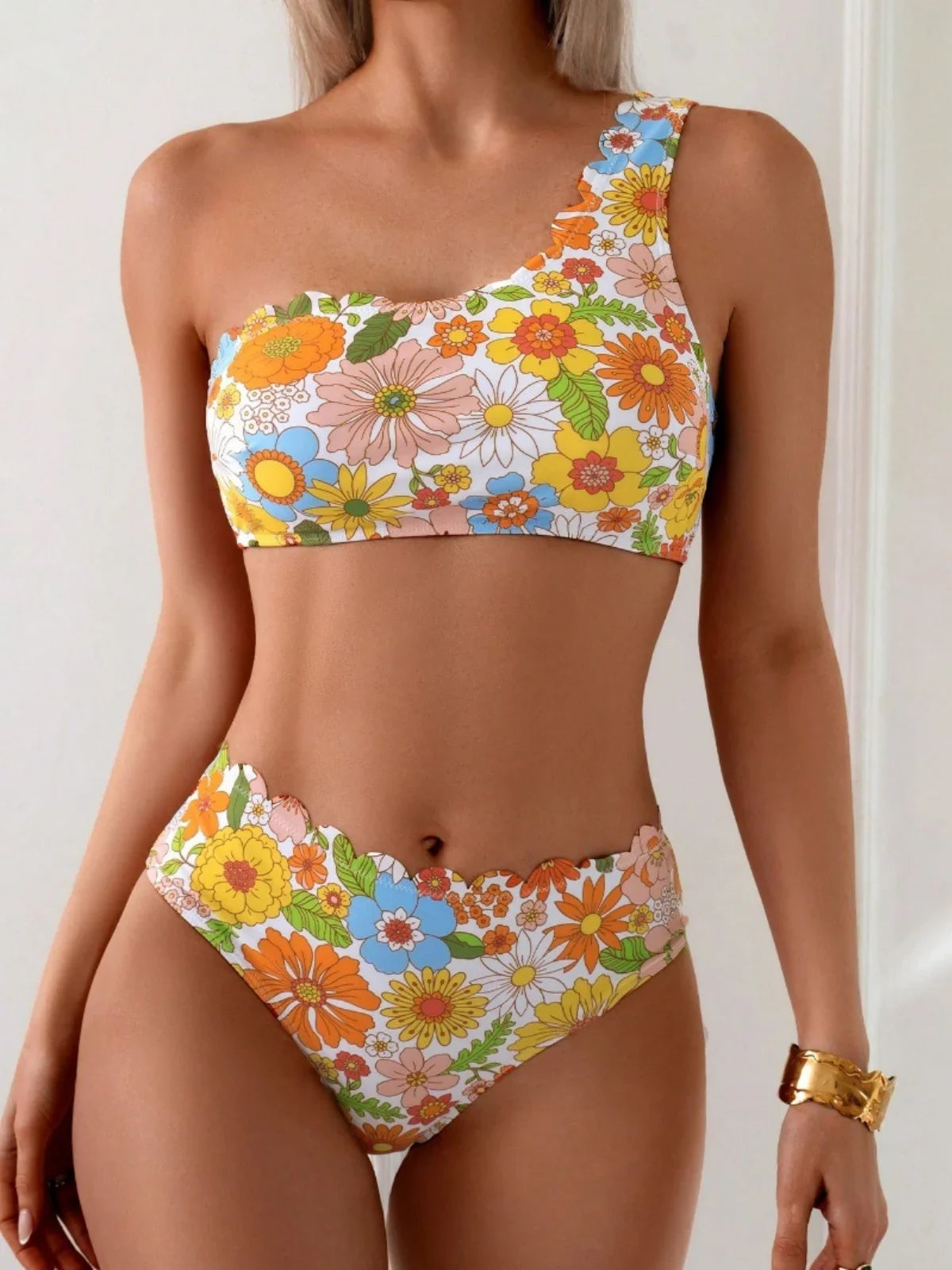 Orange Print Bikini Set