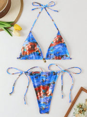 Orange Tie Dye Gradient Micro Bikini Halter Push Up Swimwear Beach Bathing Suit Thong Swimsuit Biquini
