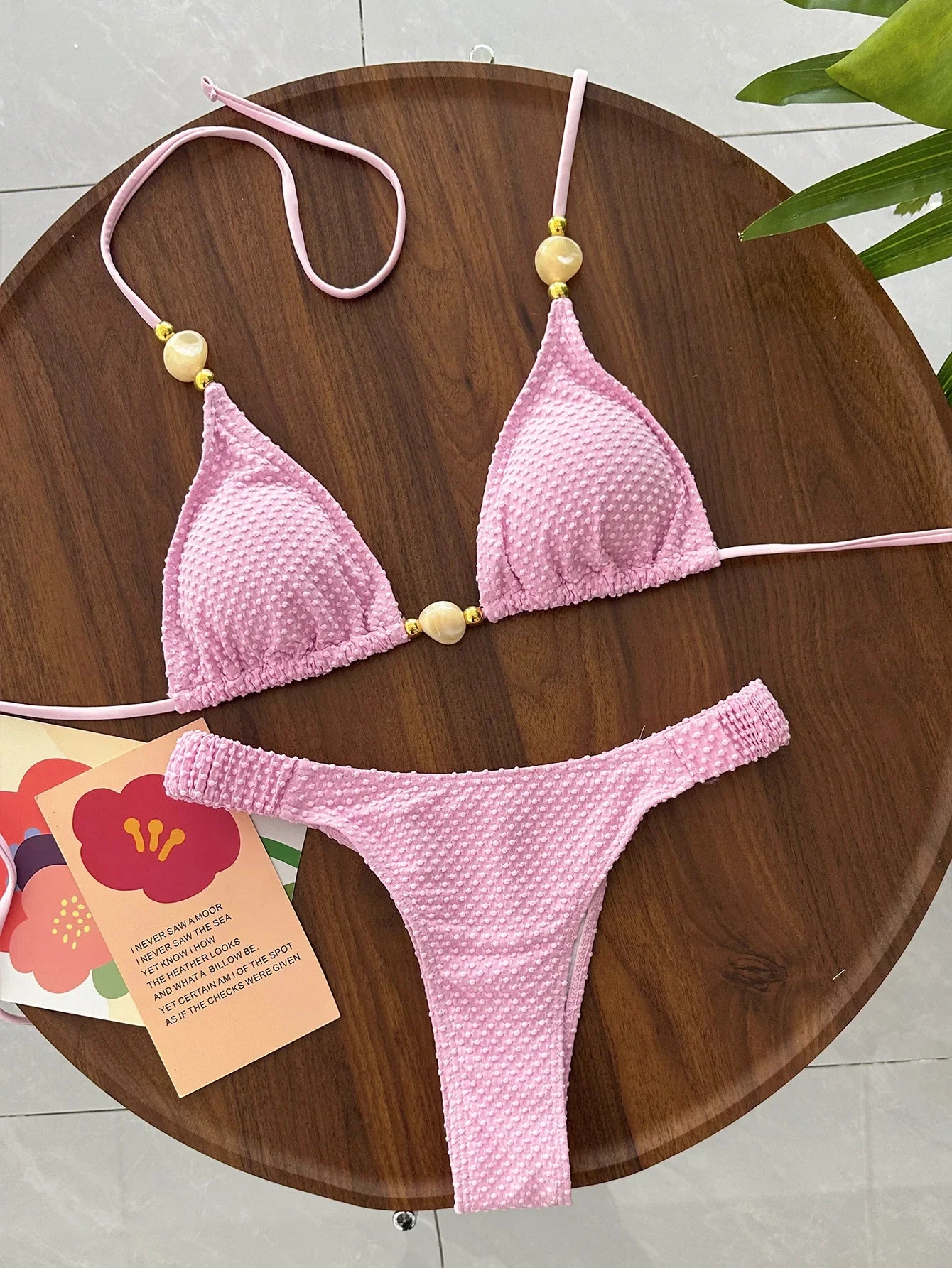Pink Black Bikini Set
