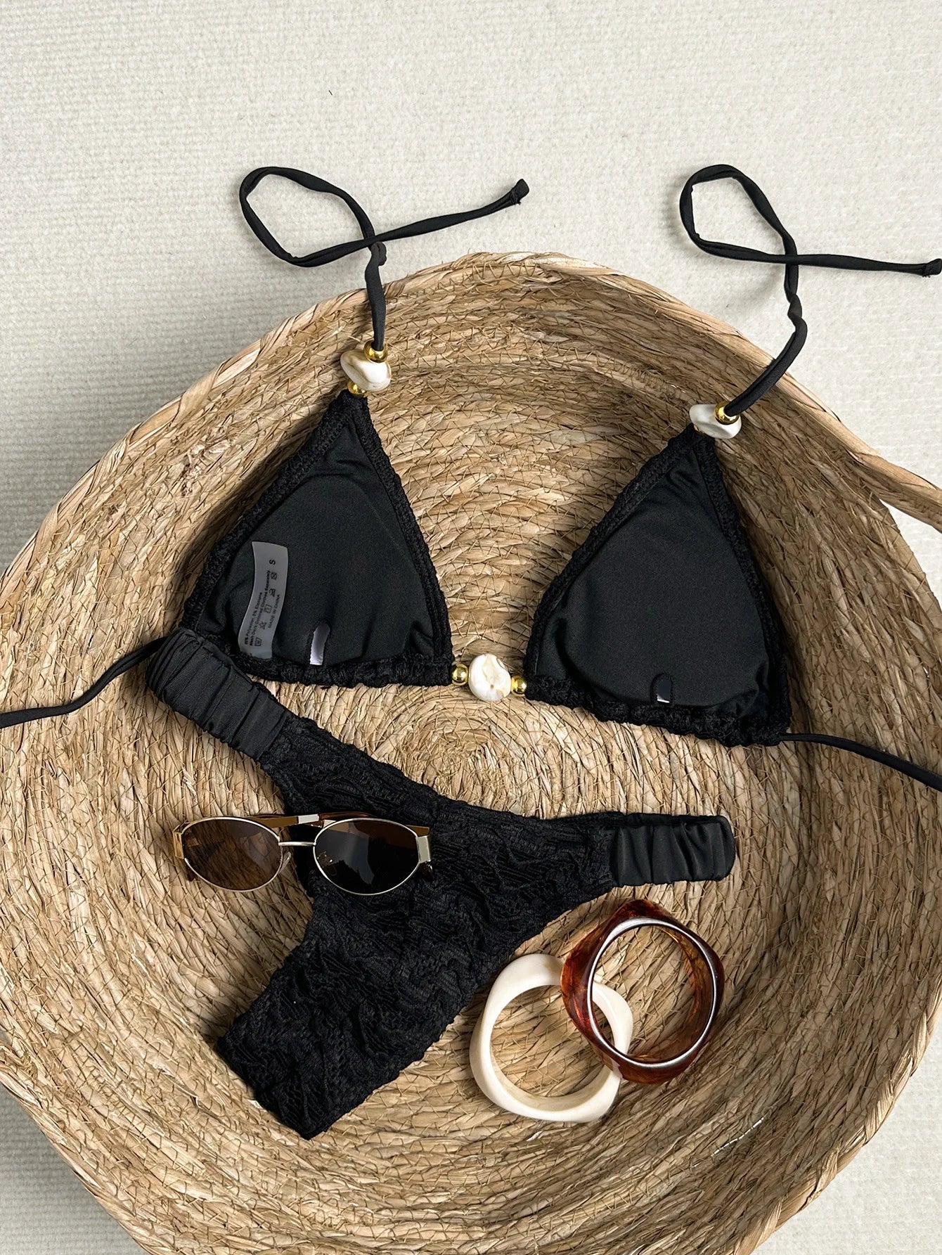 Pink Black Bikini Set