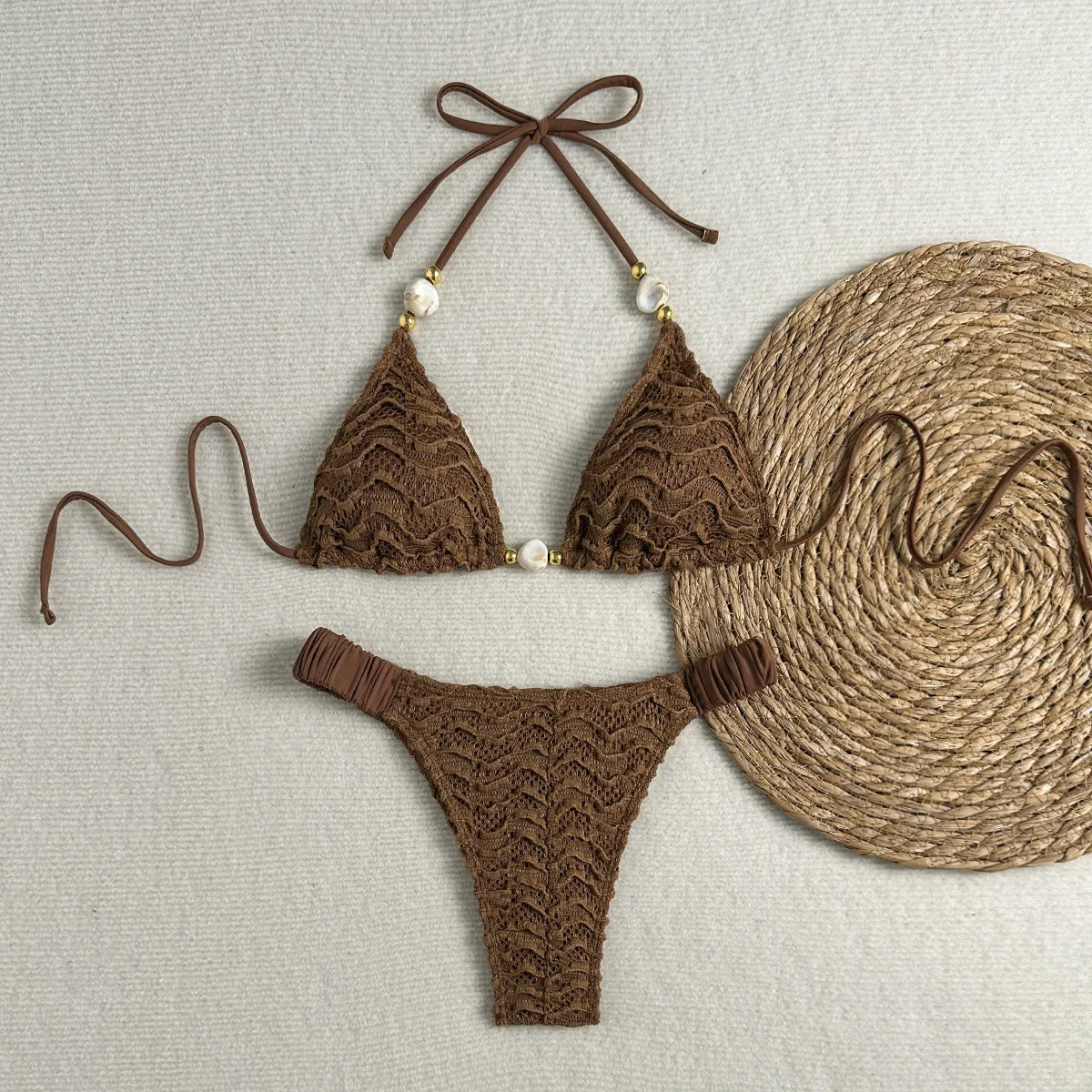 Pink Black Bikini Set