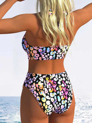 Pink Leopard Print Gradient Bikini Set