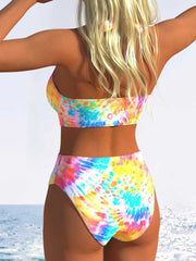 Pink Leopard Print Gradient Bikini Set
