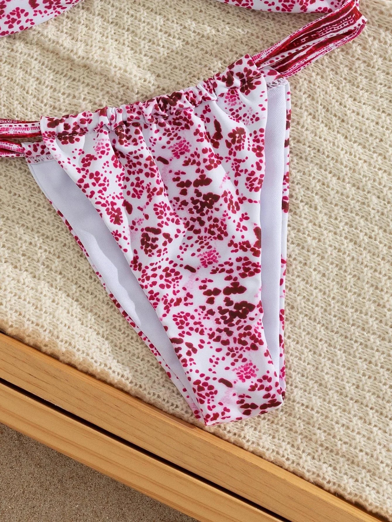 Pink Leopard Print Micro Bikini Metal Starfish Push Up Bra Hollow Out Triangle Swimsuit Bathing Suit Swimwear