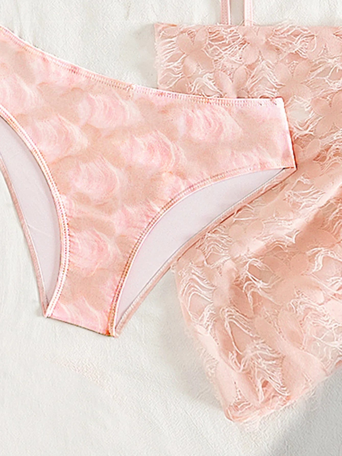 Pink Metal Chain Cross Bikini Set