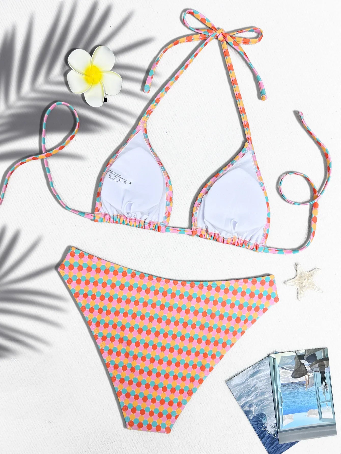 Pink Polka Dot Print Bikini Set