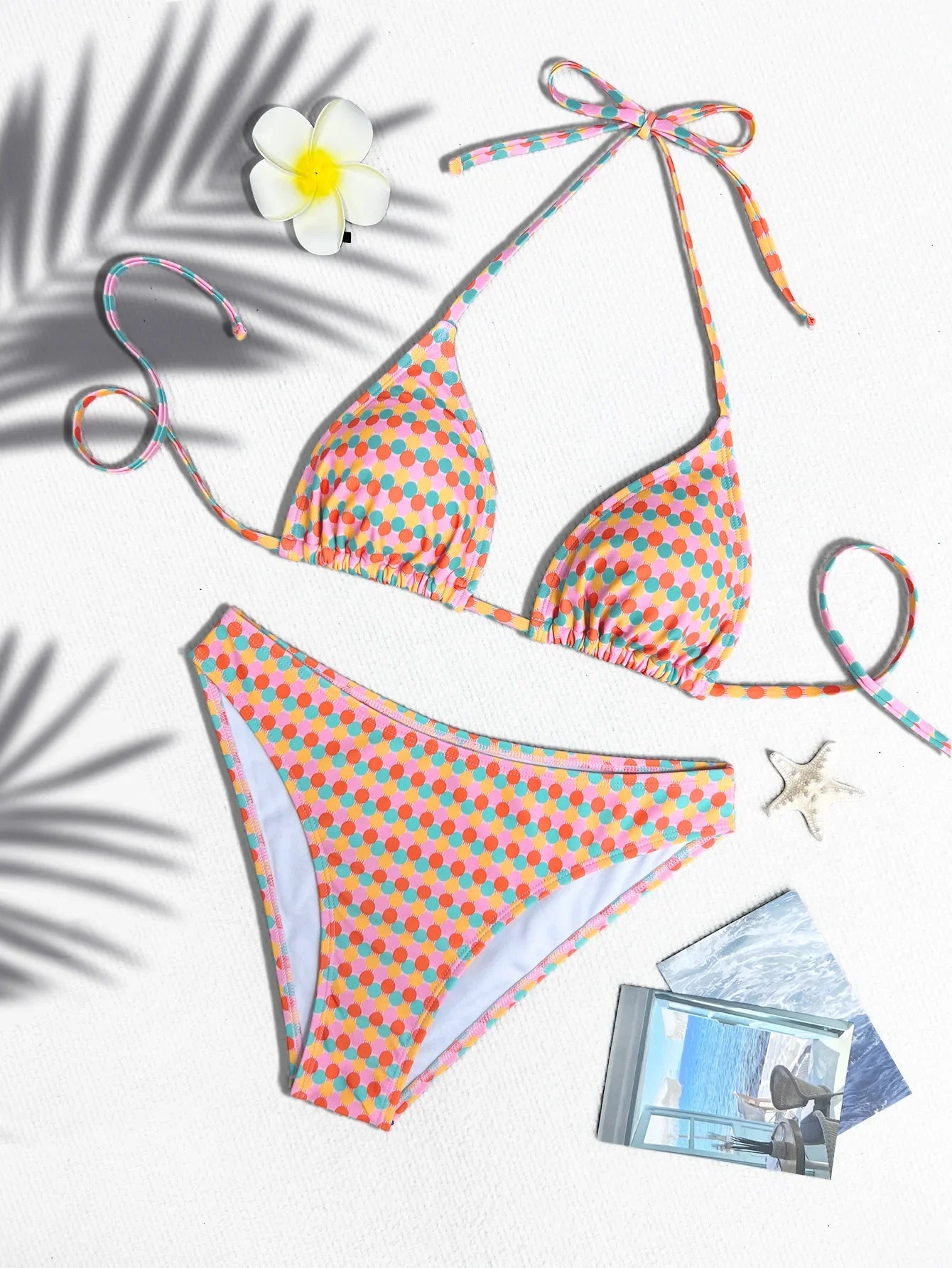 Pink Polka Dot Print Bikini Set