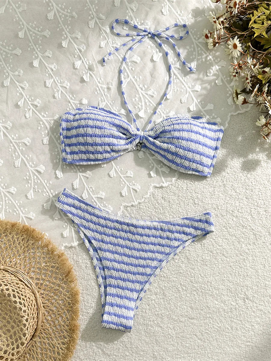 Pink Stripe Bikini Set