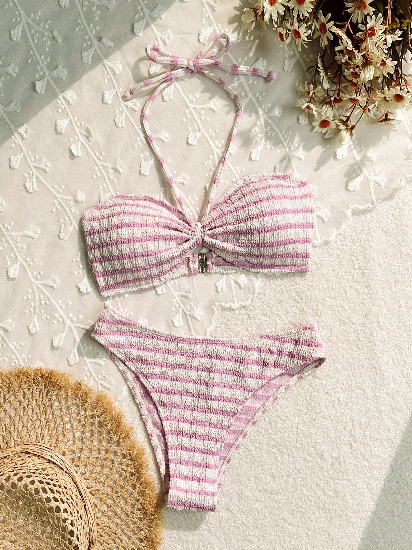 Pink Stripe Bikini Set
