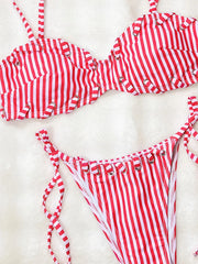Pink Striped Bikini Set
