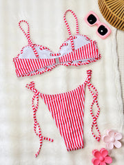 Pink Striped Bikini Set