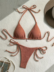 Pink White Bikini Set