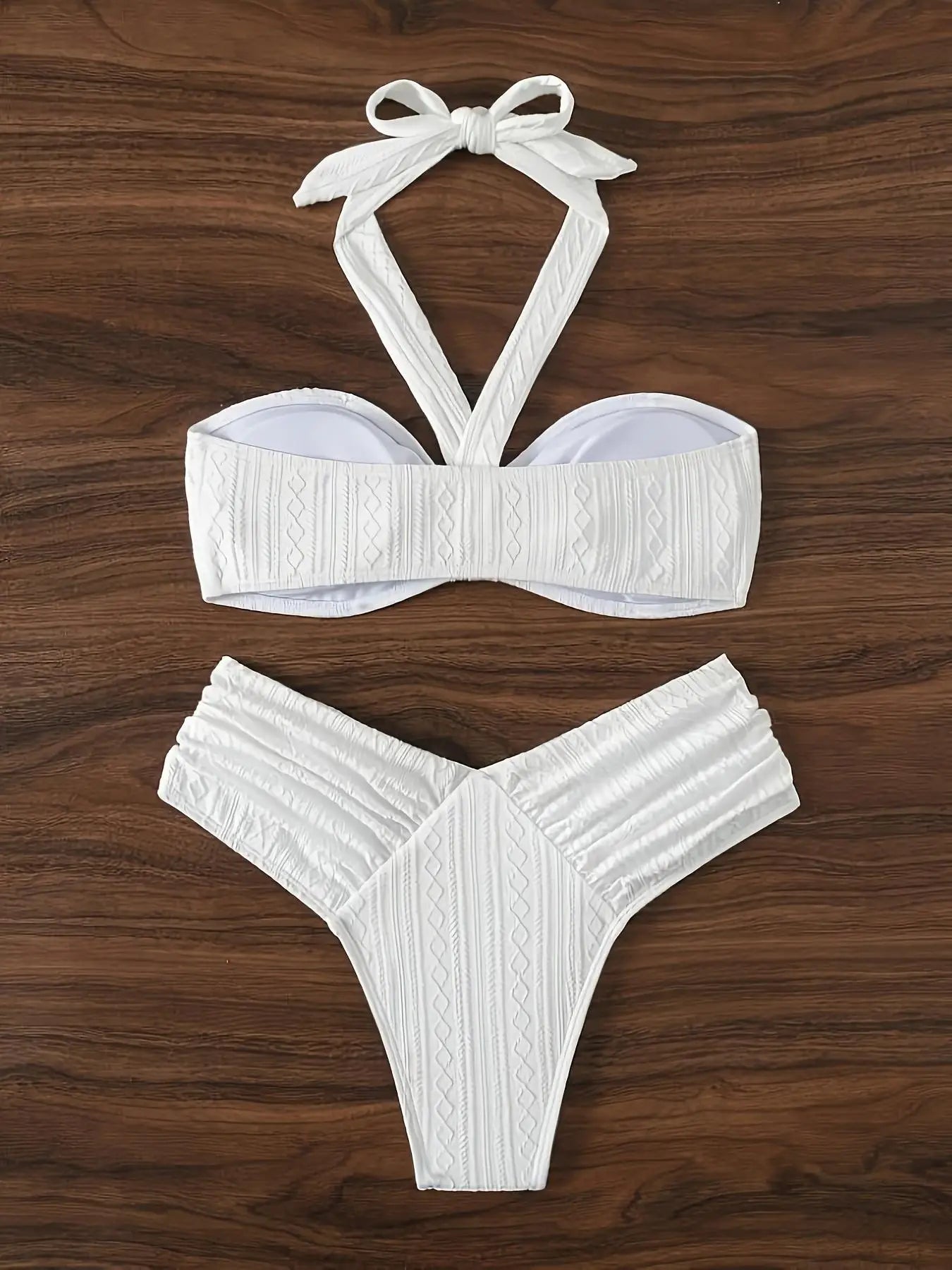 Pleate High Waist Bikini Set