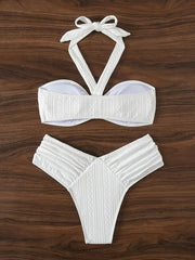Pleate High Waist Bikini Set