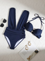 Pleate High Waist Bikinis Sets