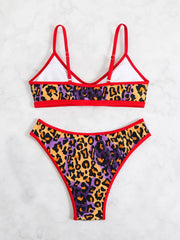 Purple Leopard Print Bikni Set