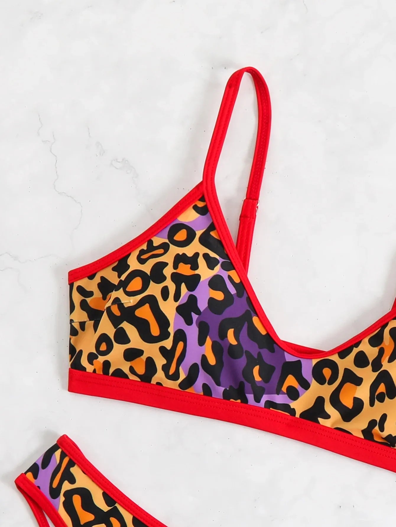 Purple Leopard Print Bikni Set