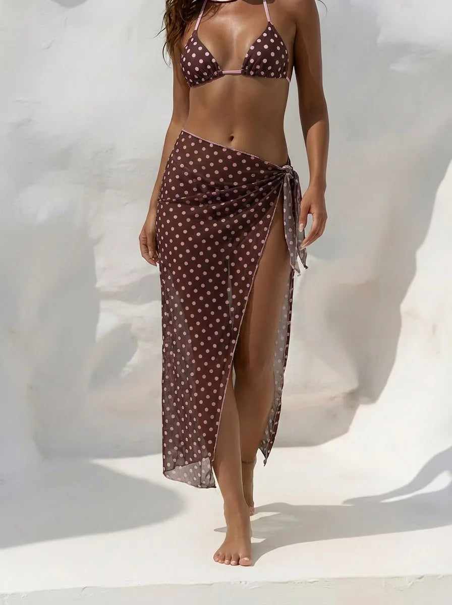 Purple Polka Dot Print Bikini Set