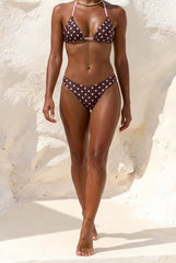 Purple Polka Dot Print Bikini Set