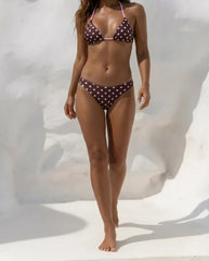 Purple Polka Dot Print Bikini Set