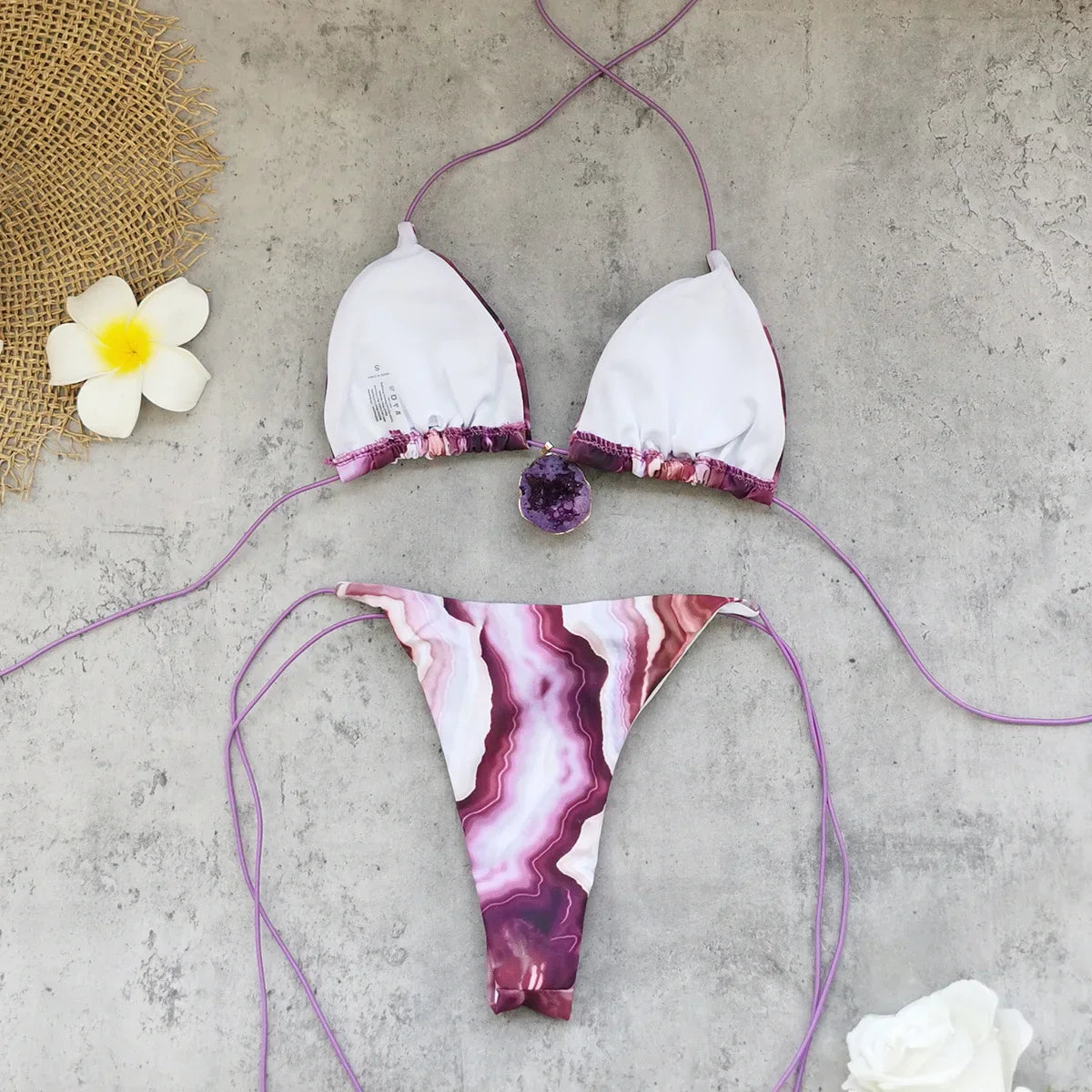 Purple Tie Dye Gradient Micro Bikini Set