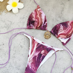 Purple Tie Dye Gradient Micro Bikini Set