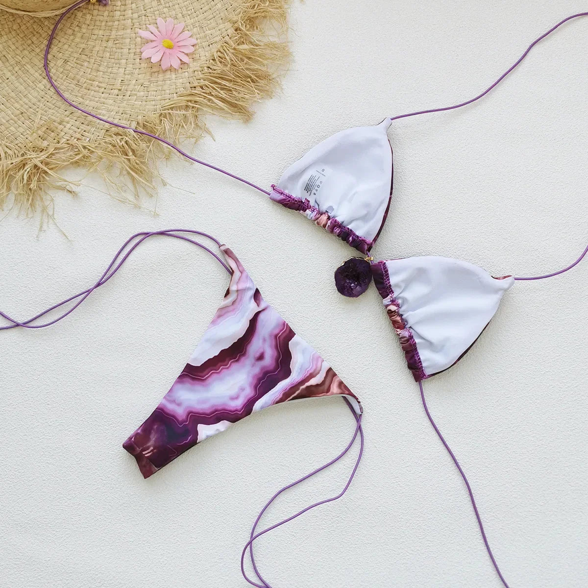 Purple Tie Dye Gradient Micro Bikini Set