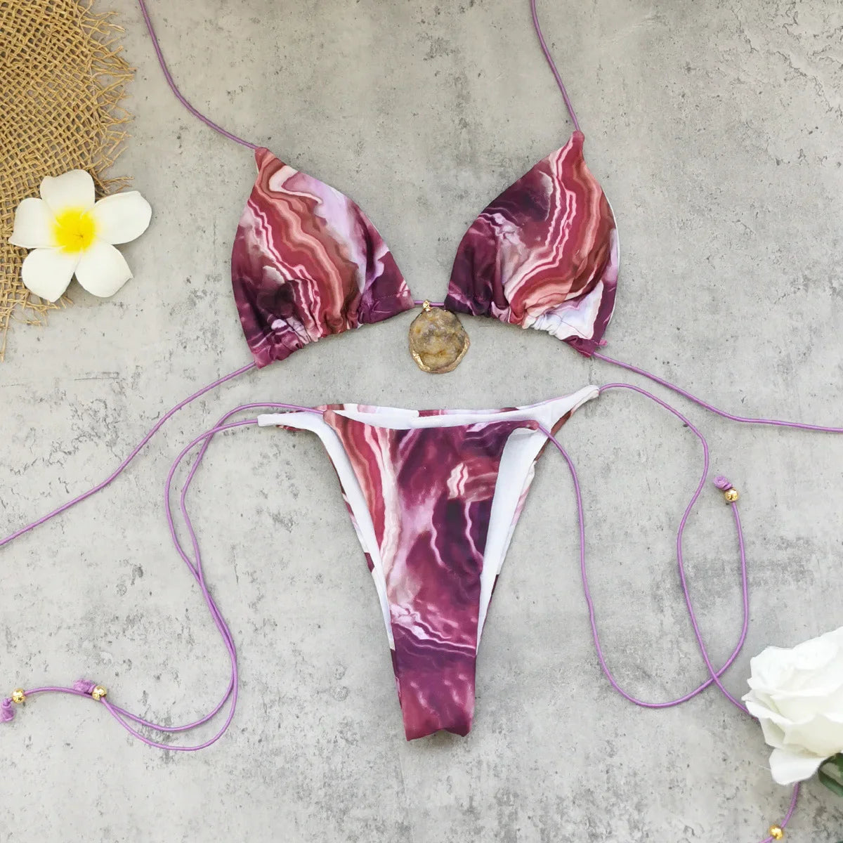 Purple Tie Dye Gradient Micro Bikini Set