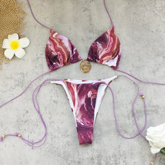 Purple Tie Dye Gradient Micro Bikini Set
