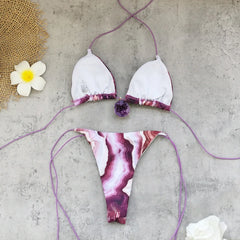Purple Tie Dye Gradient Micro Bikini Set
