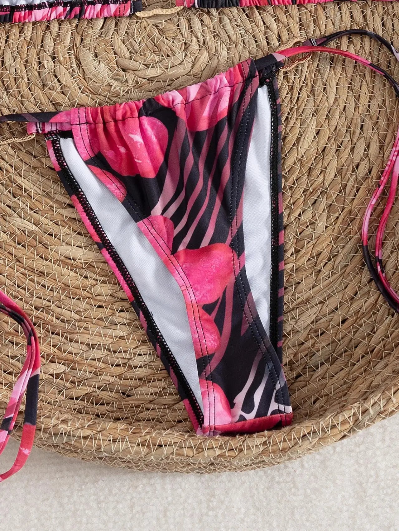 Red Floral Print Bikini Set