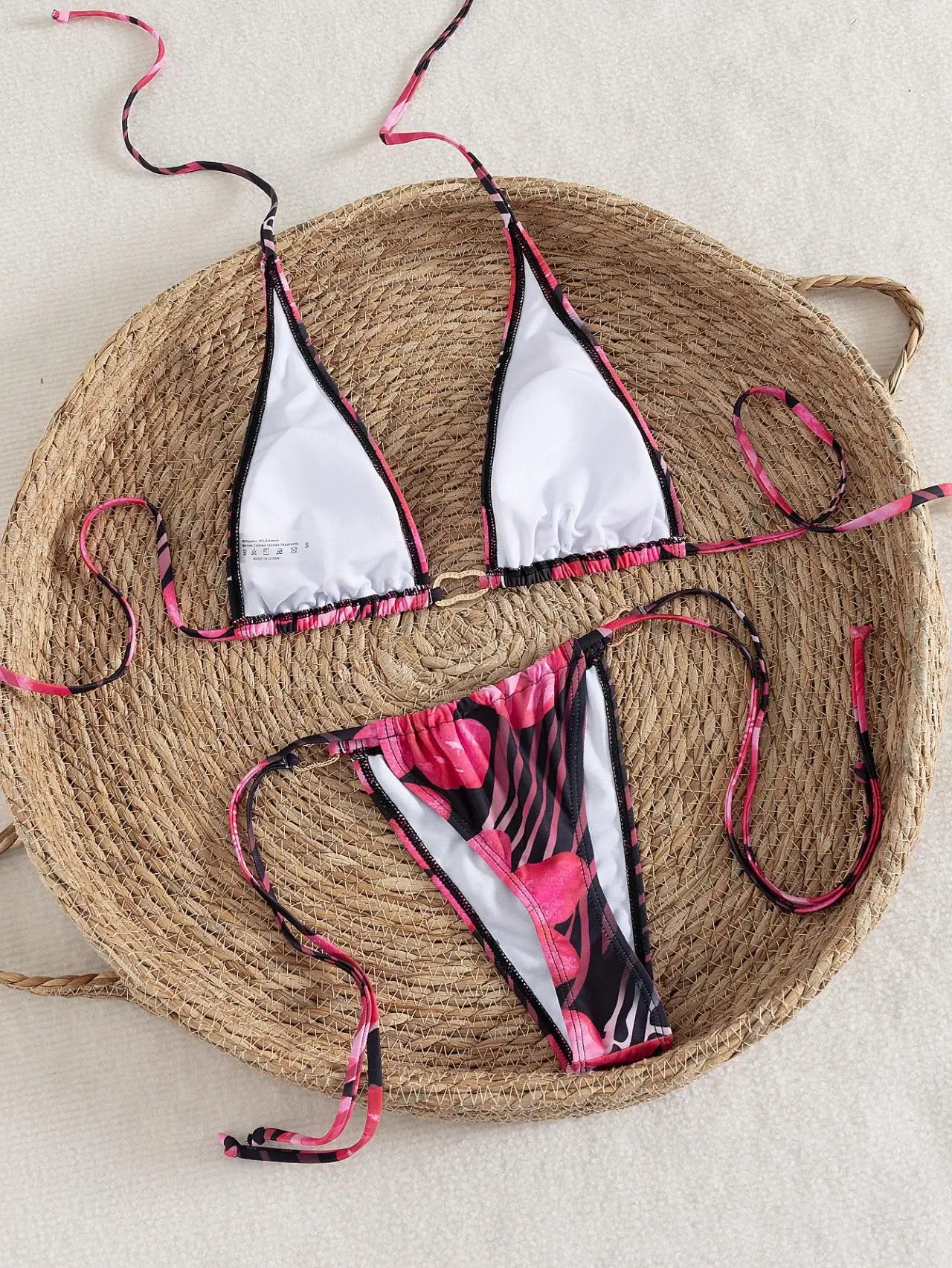Red Floral Print Bikini Set