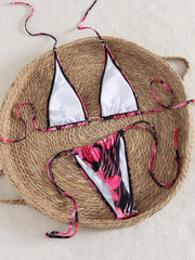Red Floral Print Bikini Set