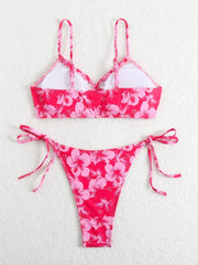 Red Leopard Cherry Print Bikini Set