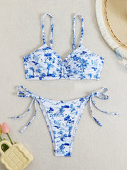 Red Leopard Cherry Print Bikini Set