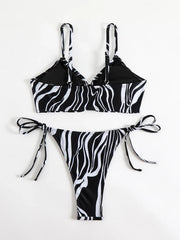 Red Leopard Cherry Print Bikini Set