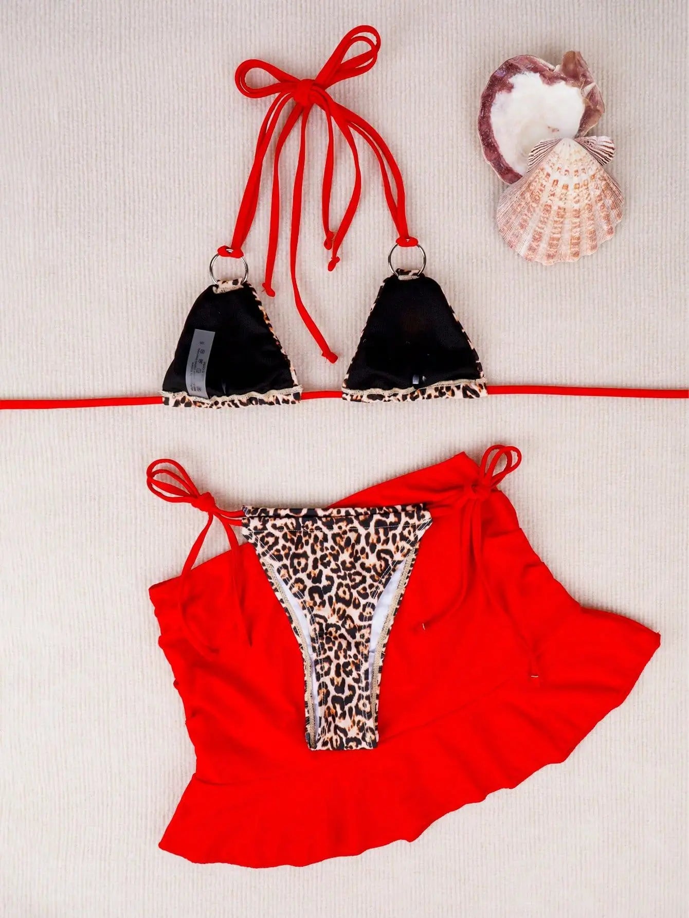 Red Leopard Print Bikinis Sets