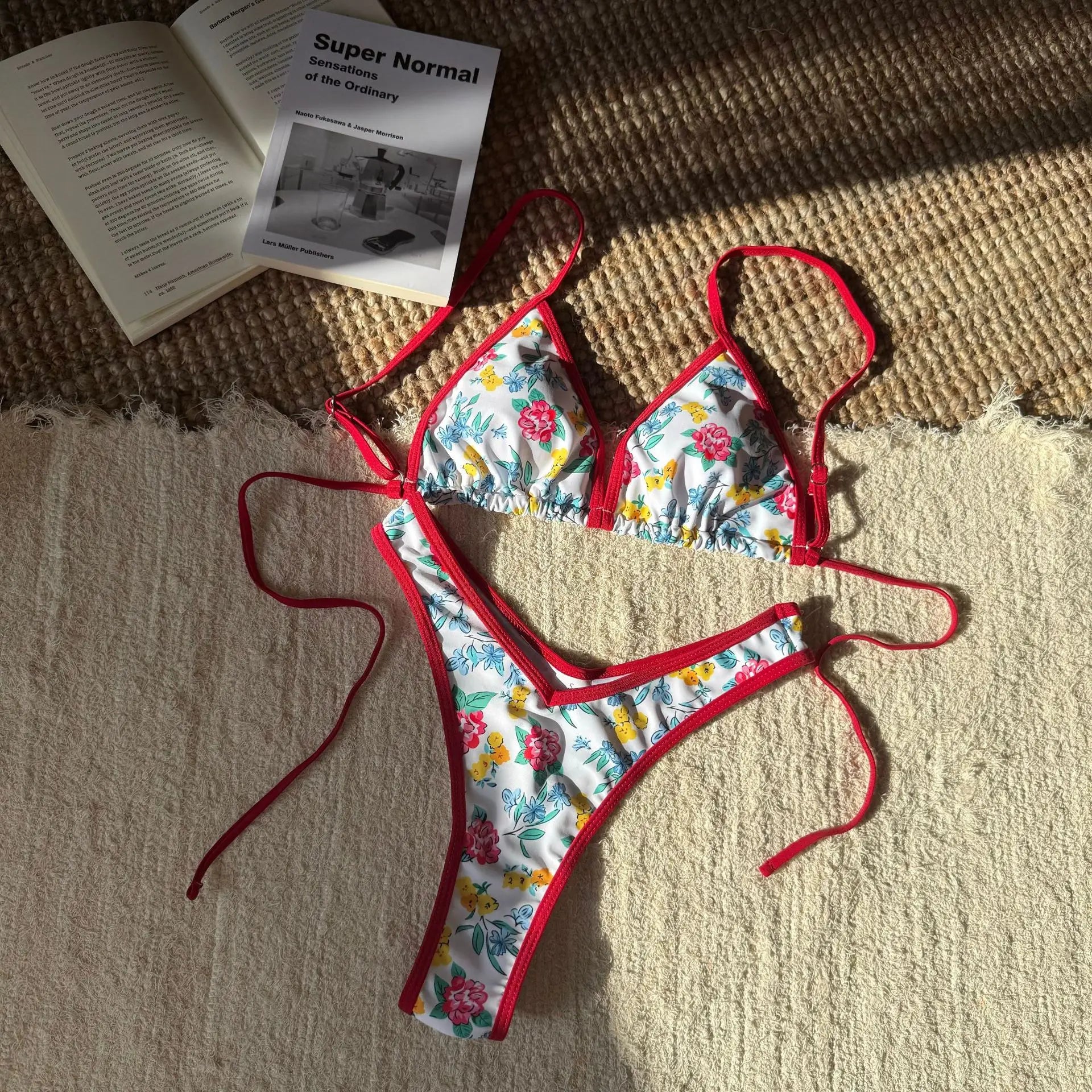 Red Leopard Print Patchwork Bikini Halter Pleate Push Up Thong Swimsuit Beach Bathing Suit Two Piece Swimwear