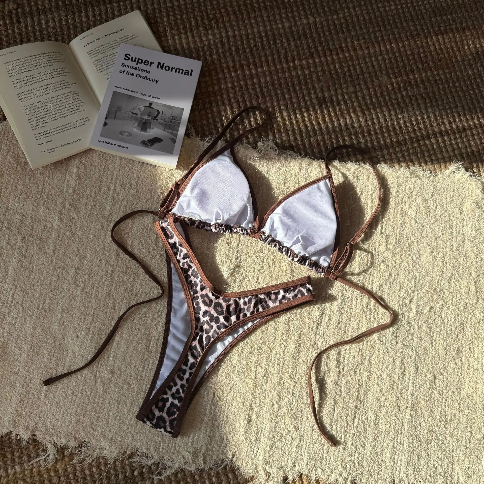 Red Leopard Print Patchwork Bikini Halter Pleate Push Up Thong Swimsuit Beach Bathing Suit Two Piece Swimwear