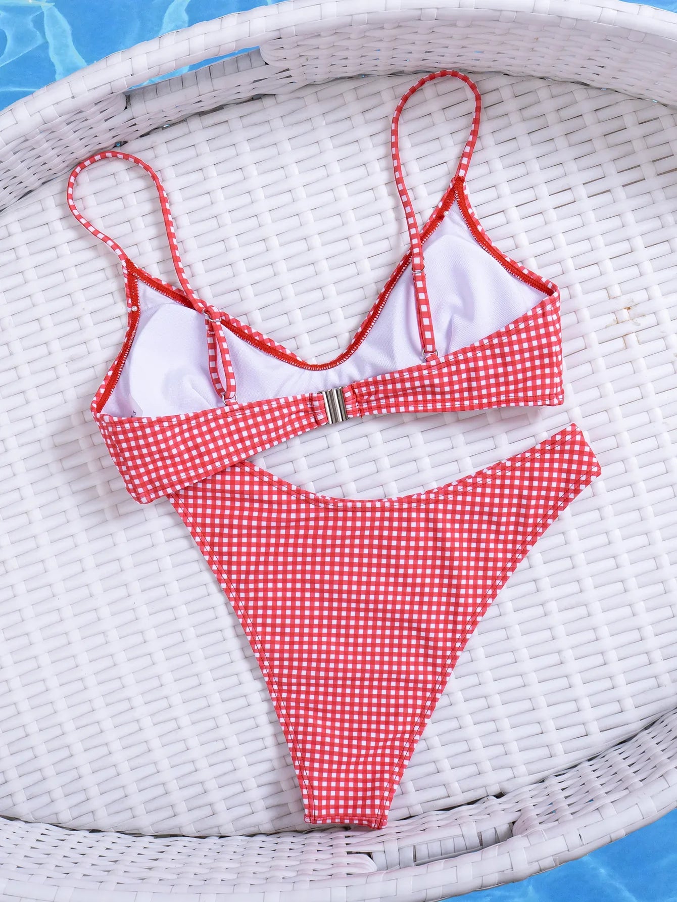 Red Plaid Micro Bikini Brazilian Push Up Bra High Waist Swimsuit Holiday Bathing Suit Swimwear Biquini