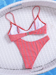 Red Plaid Micro Bikini Brazilian Push Up Bra High Waist Swimsuit Holiday Bathing Suit Swimwear Biquini