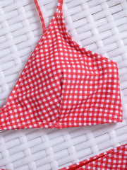 Red Plaid Micro Bikini Brazilian Push Up Bra High Waist Swimsuit Holiday Bathing Suit Swimwear Biquini