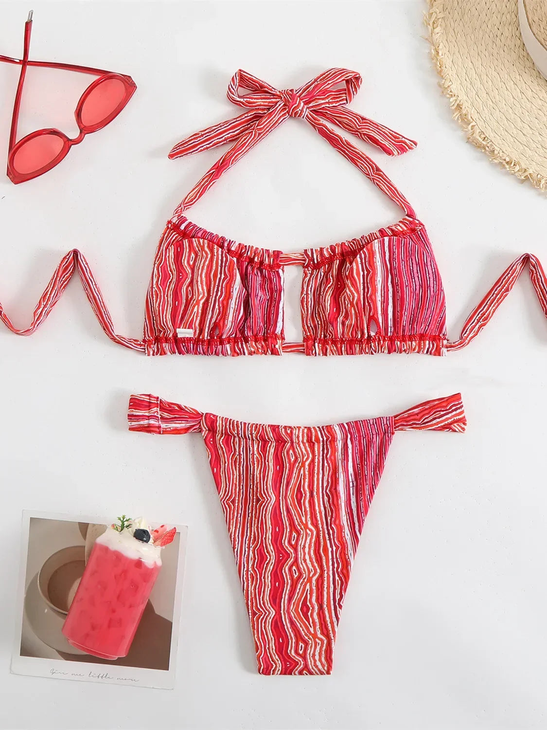Red Stripe Bikinis Sets