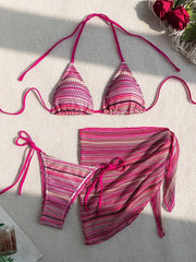 Red Striped Bikini Set