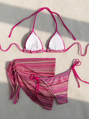 Red Striped Bikini Set