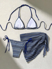 Red Striped Bikini Set