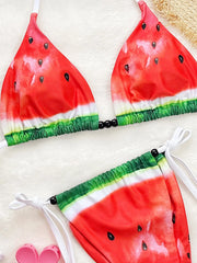Red Watermelon Print Bikini Set