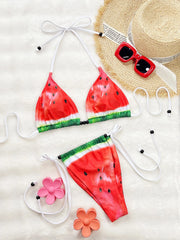 Red Watermelon Print Bikini Set