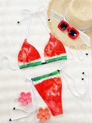 Red Watermelon Print Bikini Set