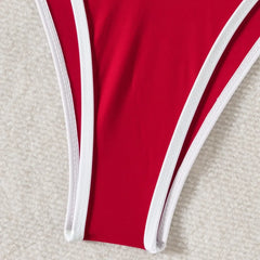Red Swimsuit Halter Push Up Bra Thong Swimwear Holiday Bikinis Sets